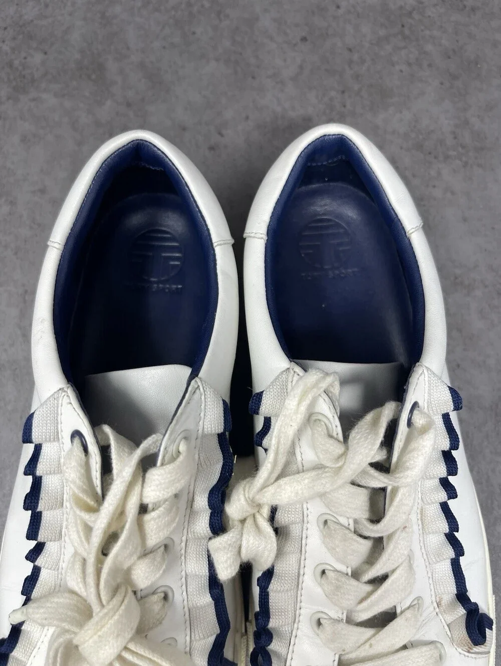 Tory Burch Ruffle Sneakers Womens Size 9.5 White Leather Sport